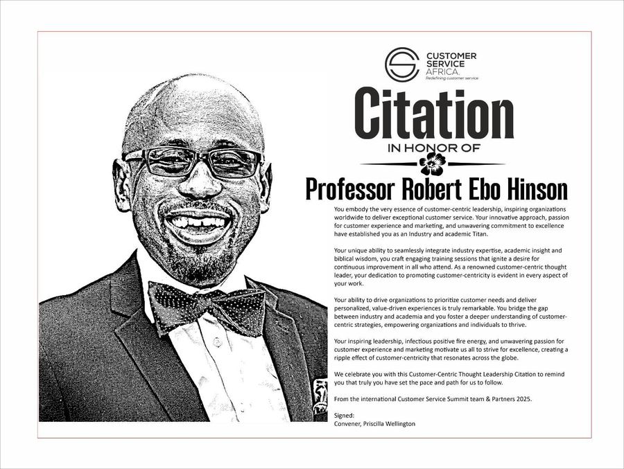 Citation presented to Professor Robert Ebo Hinson