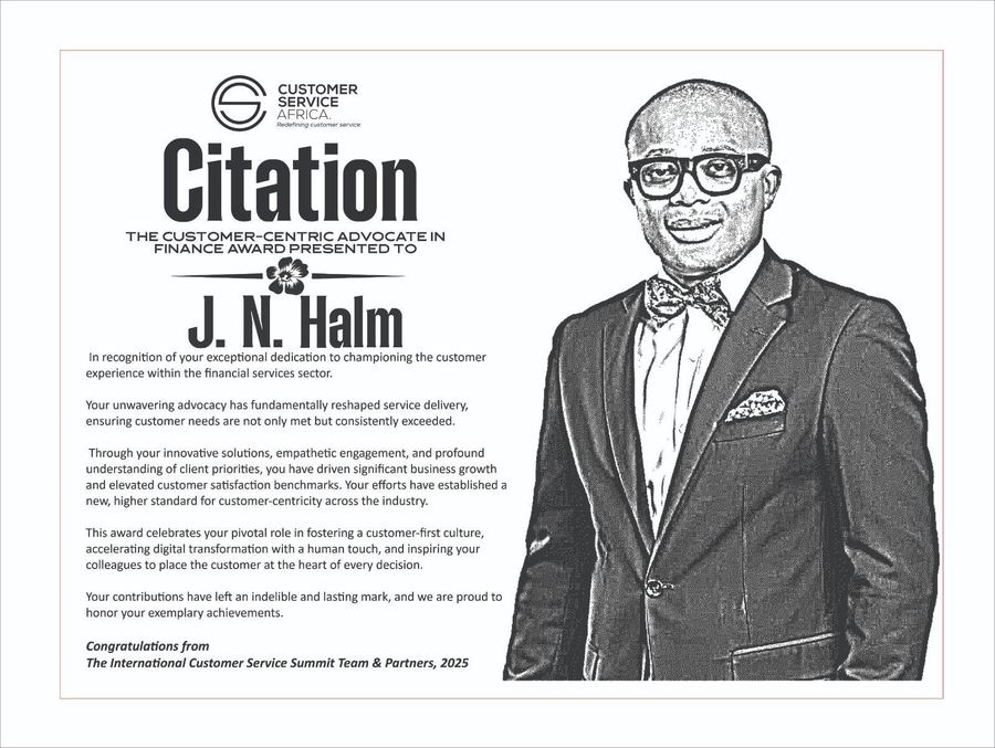 Citation presented to J. N. Halm